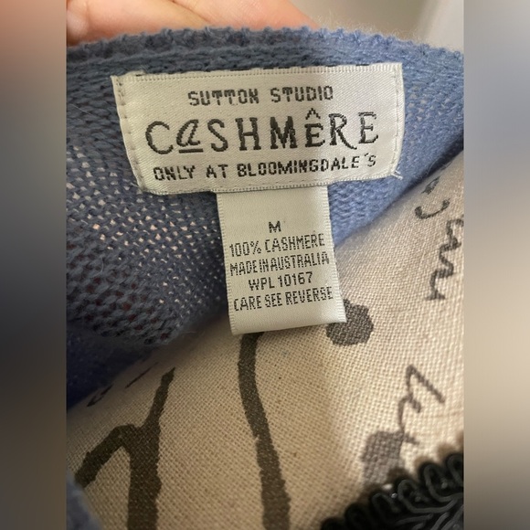 🍂 Sutton Studio Bloomingdale Cashmere blue Crew Neck Sweater - Picture 3 of 4